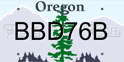 BBD76B Oregon License Plate