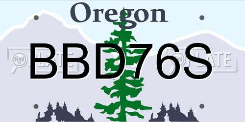 BBD76S Oregon License Plate