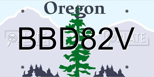BBD82V Oregon License Plate