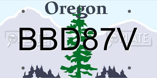 BBD87V Oregon License Plate