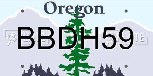 BBDH59 Oregon License Plate