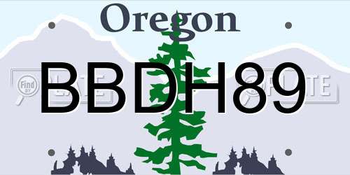 BBDH89 Oregon License Plate