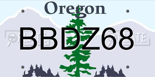 BBDZ68 Oregon License Plate