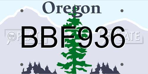 BBF936 Oregon License Plate