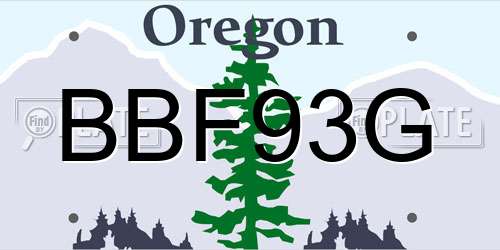 BBF93G Oregon License Plate