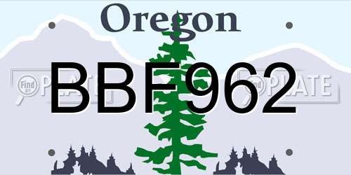 BBF962 Oregon License Plate