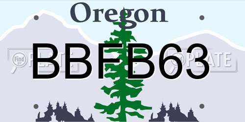 BBFB63 Oregon License Plate
