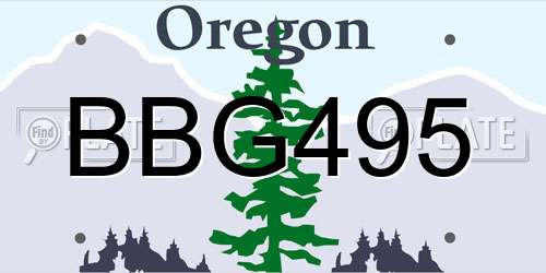 BBG495 Oregon License Plate