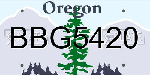 BBG5420 Oregon License Plate