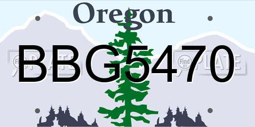 BBG5470 Oregon License Plate