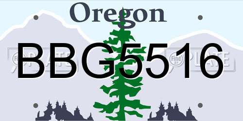 BBG5516 Oregon License Plate