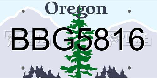 BBG5816 Oregon License Plate