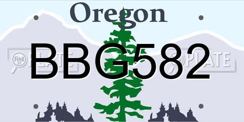BBG582 Oregon License Plate