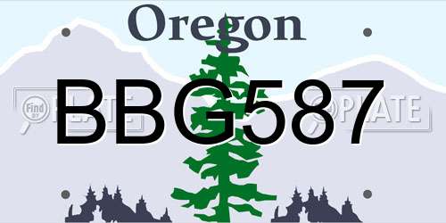 BBG587 Oregon License Plate