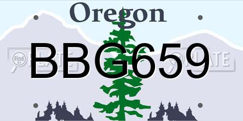 BBG659 Oregon License Plate