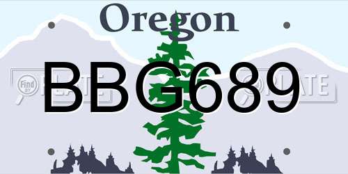BBG689 Oregon License Plate