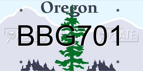 BBG701 Oregon License Plate