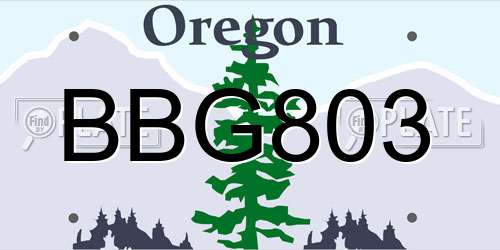 BBG803 Oregon License Plate