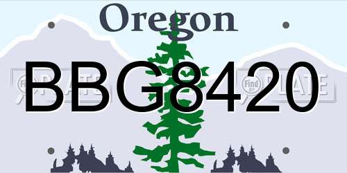 BBG8420 Oregon License Plate