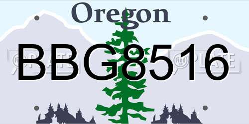 BBG8516 Oregon License Plate