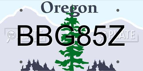 BBG85Z Oregon License Plate