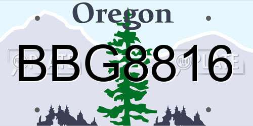 BBG8816 Oregon License Plate