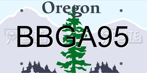 BBGA95 Oregon License Plate