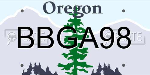 BBGA98 Oregon License Plate