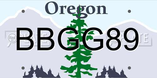 BBGG89 Oregon License Plate