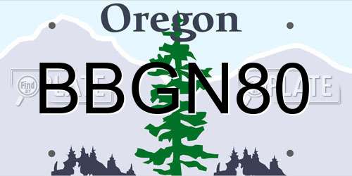 BBGN80 Oregon License Plate