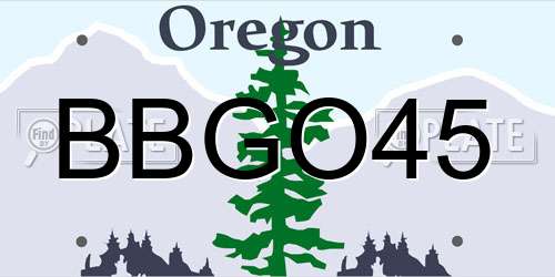 BBGO45 Oregon License Plate