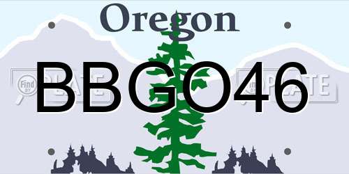 BBGO46 Oregon License Plate