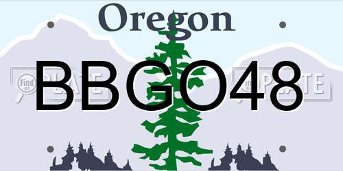 BBGO48 Oregon License Plate