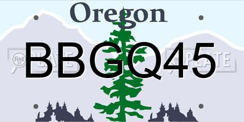 BBGQ45 Oregon License Plate
