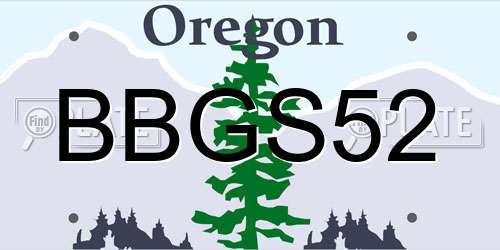 BBGS52 Oregon License Plate