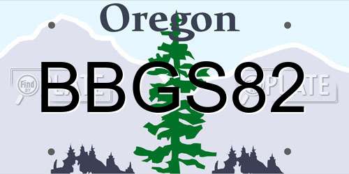 BBGS82 Oregon License Plate