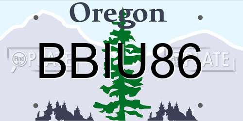 BBIU86 Oregon License Plate