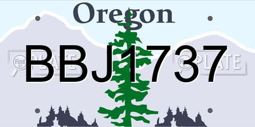BBJ1737 Oregon License Plate