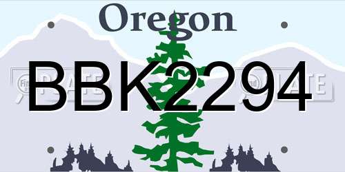 BBK2294 Oregon License Plate