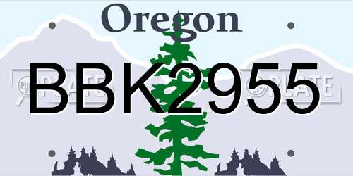 BBK2955 Oregon License Plate