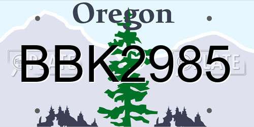 BBK2985 Oregon License Plate