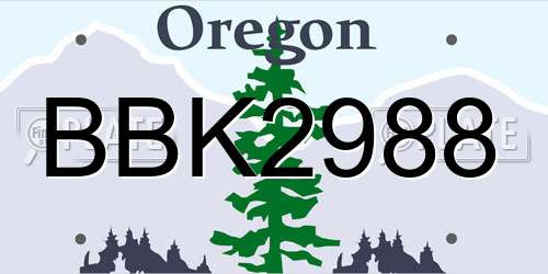 BBK2988 Oregon License Plate