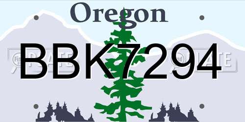 BBK7294 Oregon License Plate