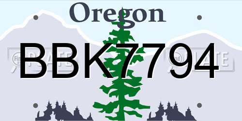 BBK7794 Oregon License Plate