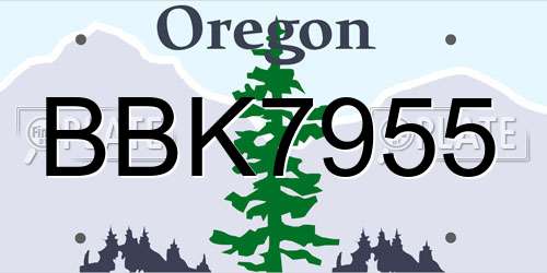 BBK7955 Oregon License Plate