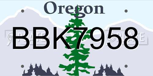 BBK7958 Oregon License Plate