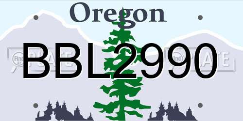BBL2990 Oregon License Plate