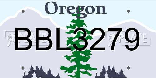 BBL3279 Oregon License Plate
