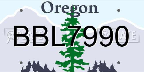 BBL7990 Oregon License Plate
