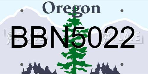 BBN5022 Oregon License Plate